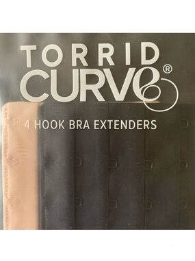 NEW! TORRID 4-Hook Bra Extenders, Set of Two, Black & Tan, Brand New in Package!